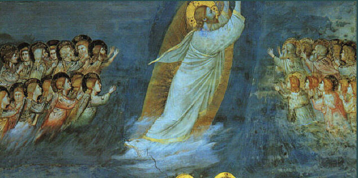 (L’Ascension, Giotto,1304-06, fesque chapelle Scrovegni,Padoue)