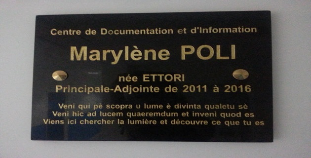 Hommage à Marylène Poli principale adjointe du collège Laetitia Bonaparte