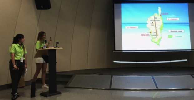 Manon et Clelia présentant la Corse à Shanghai.