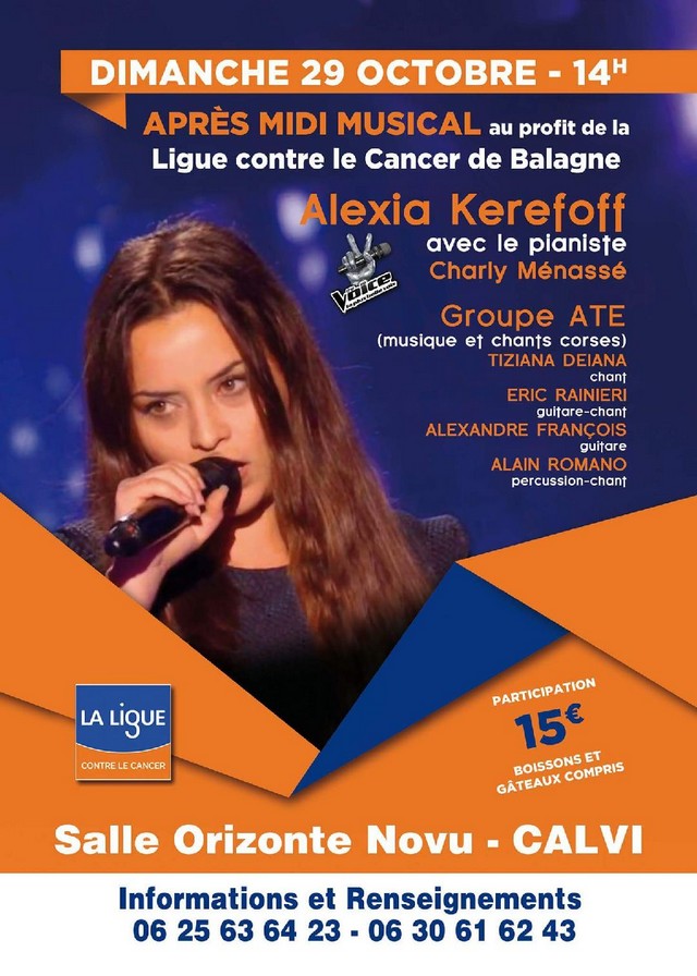 Alexia Kerefoff en concert à Calvi pour la Ligue contre le cancer