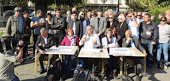La liste, « L’Avenir, la Corse en Commun », soutenue par Corse Insoumise, le Parti Communiste, Manca Alternativa, Ensemble  et des militants associatifs, syndicaux et culturels.