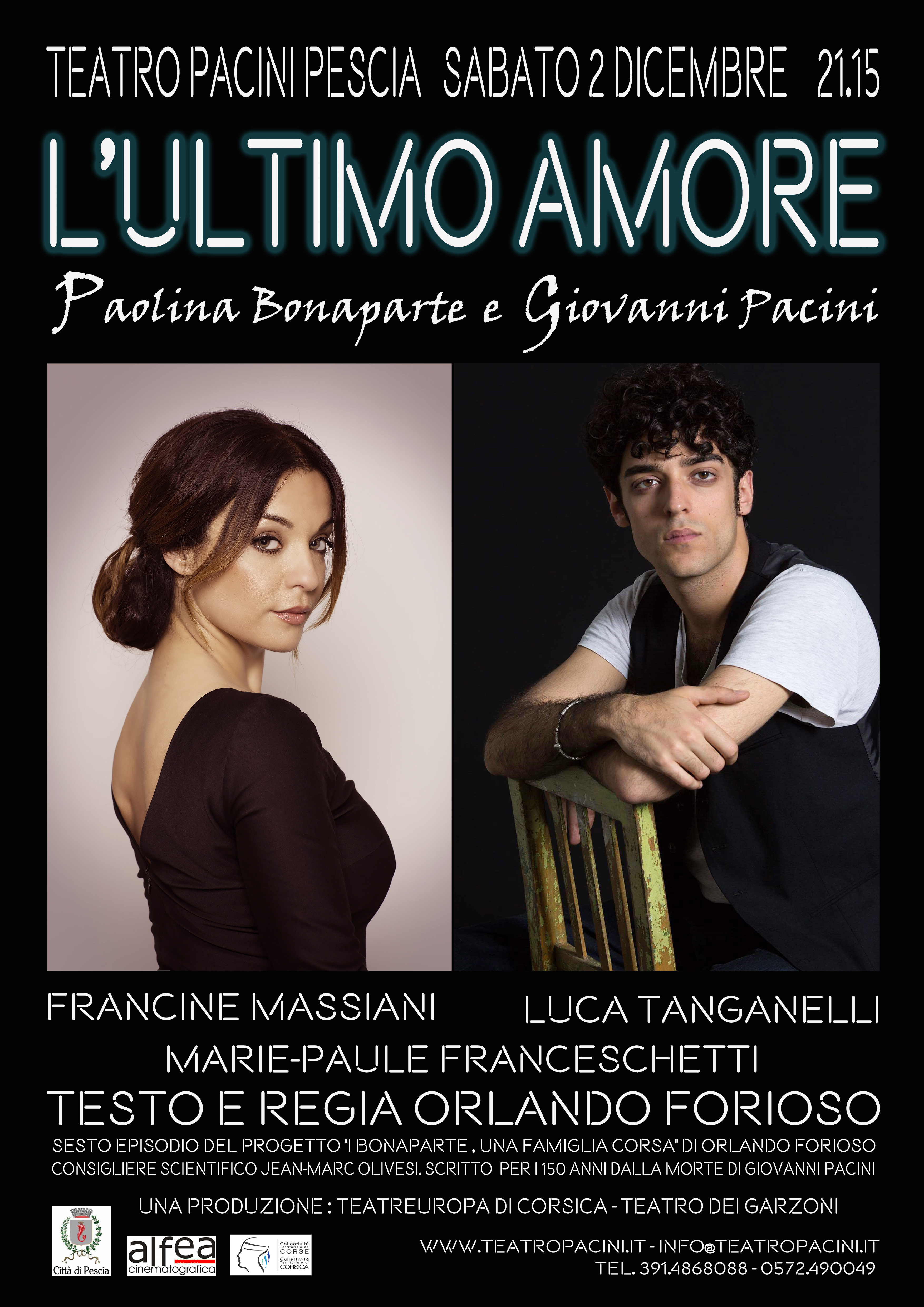 "Amour ultime : Pauline Bonaparte et Giovanni Pacini" au Théâtre de Pescia