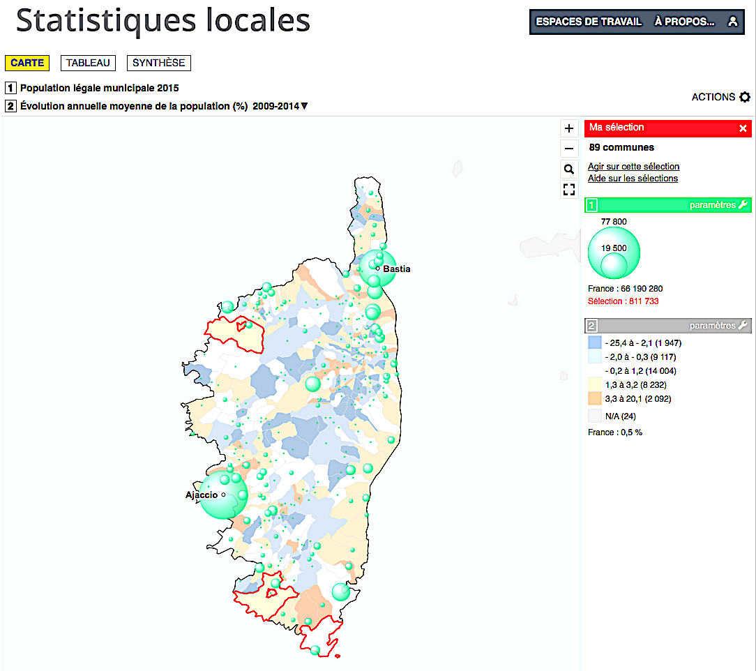Les départements de Corse  comptent désormais 327 283 habitants