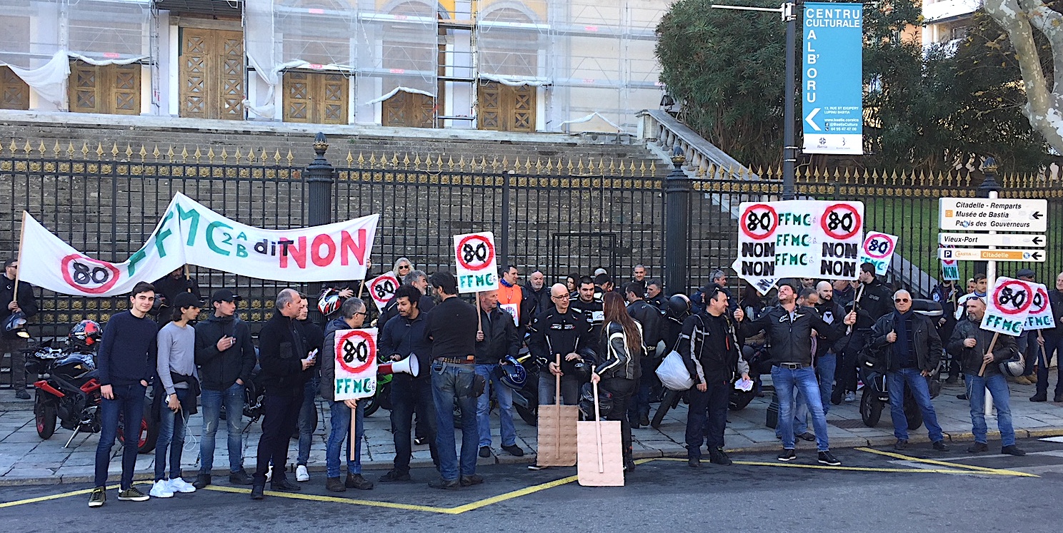 Bastia : Le "Non au 80 km/h" de la FFMC di Corsica