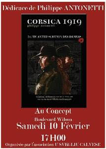 Dédicace le 10 février à Calvi du dernier ouvrage de Philippe Antonetti ' Corsica 1919"