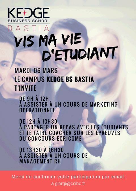 Glissez-vous dans la peau d'un étudiant : Journée découverte de la KEDGE Business School de Bastia  