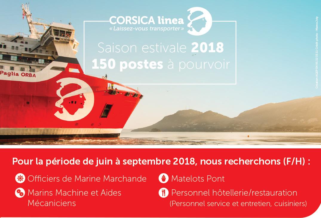 CORSICA linea recrute 150 collaborateurs pour la saison estivale 2018