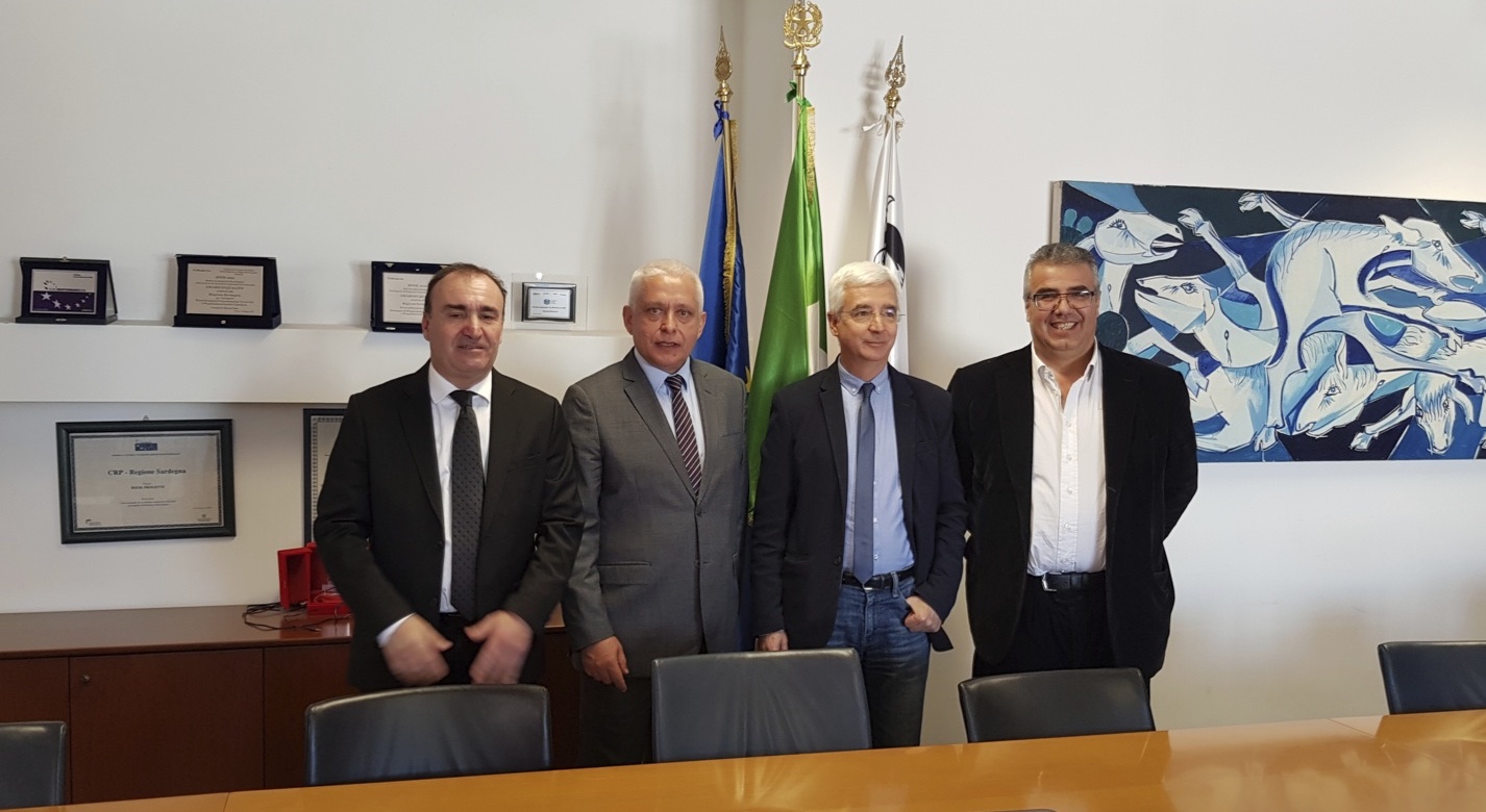Denis Luciani, co-président de l'association Corse-Sardaigne, Alex Vinciguerra, président de la Cadec, Raffaele Pace, vice-président de la région Sardaigne et Modestu  Fenu co-président de l'association Corse-Sardaigne