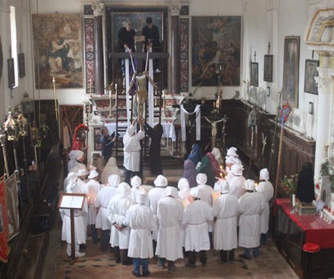 "A Schjudazione"  à la Casazza San Carlu Borromei di Monticellu  le Vendredi Saint