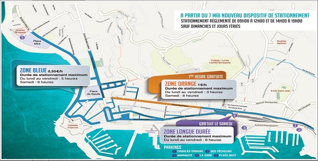 Zones de stationnement disponible à partir du 7 mai à Ajaccio