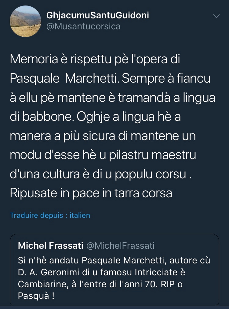Lingua Corsa : Pascal Marchetti si n'hè andatu
