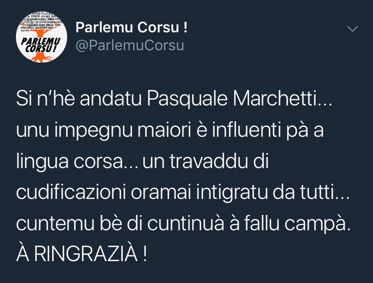 Lingua Corsa : Pascal Marchetti si n'hè andatu