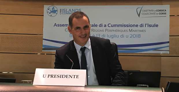 Gilles Simeoni, Président du Conseil Exécutif de Corse, a été réélu à l’unanimité, jeudi matin, Président de la Commission des Iles, lors de l'Assemblée générale à Bastia.