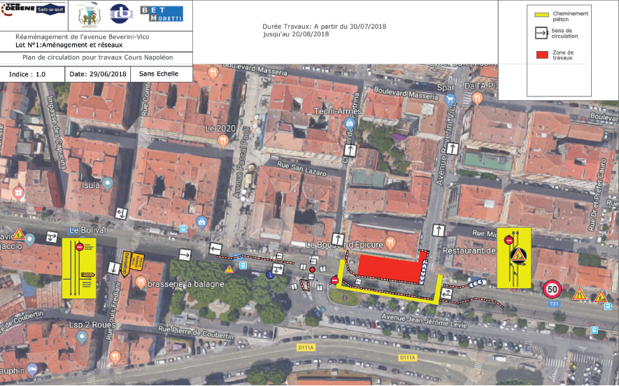 Ajaccio : Réaménagement et plan de circulation, avenue Beverini