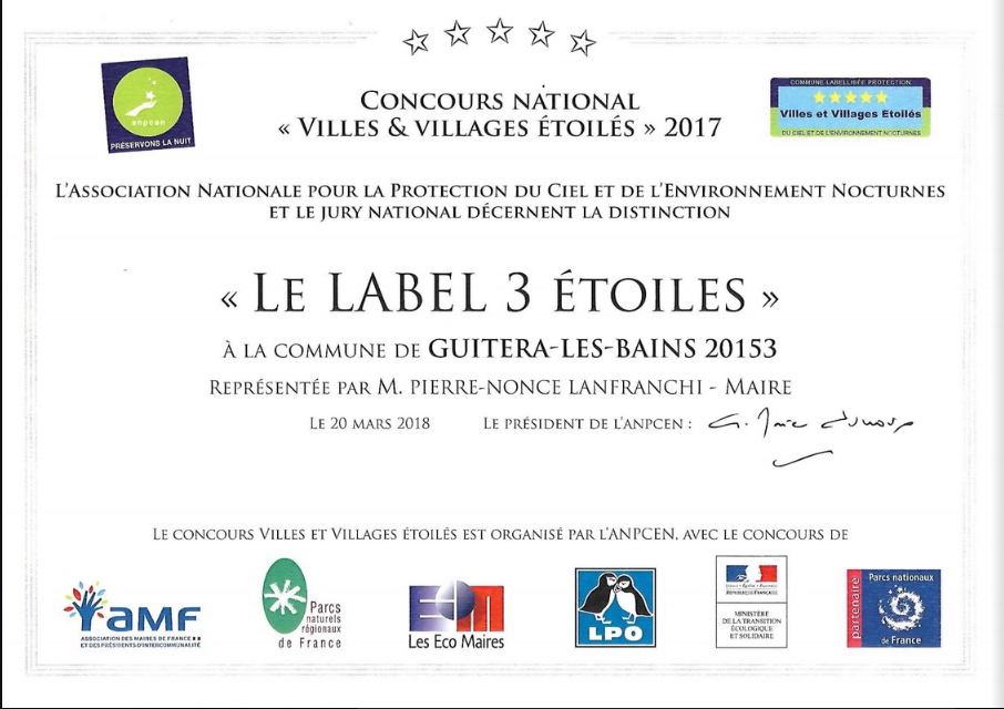 Guitera première commune corse labellisée