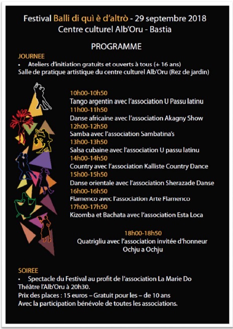 Le programme de ce 1er Festival de danses traditionnelles et du monde