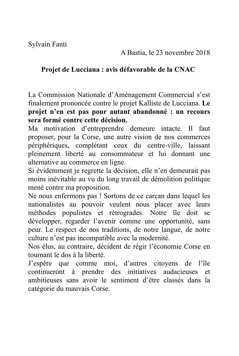 Projet de création d'un centre commercial à Lucciana : La CNAC rend un avis négatif 