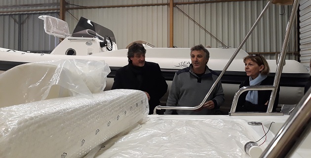 Jean-Baptiste Luccioni maire de Pierosella, Pierre-André Paoli gérant de l’entreprise "U Fanale Marine" et la préfète de Corse