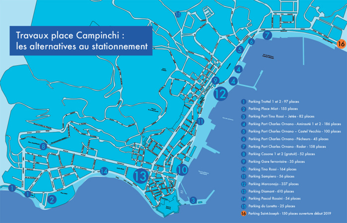 Ajaccio : Travaux place Campinchi, les alternatives de stationnement