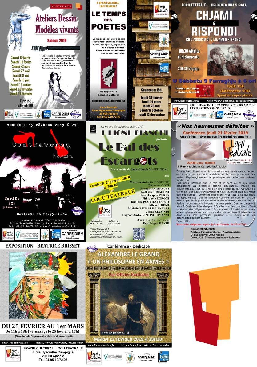 Programme de l’espace culturel Locu Teatrale pour Janvier et Février 2019 