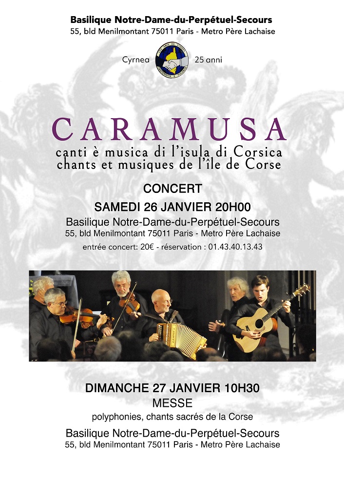 Caramusa en concert le samedi 26 janvier 2019 basilique Notre Dame du Perpetuel Secours, Paris XIème