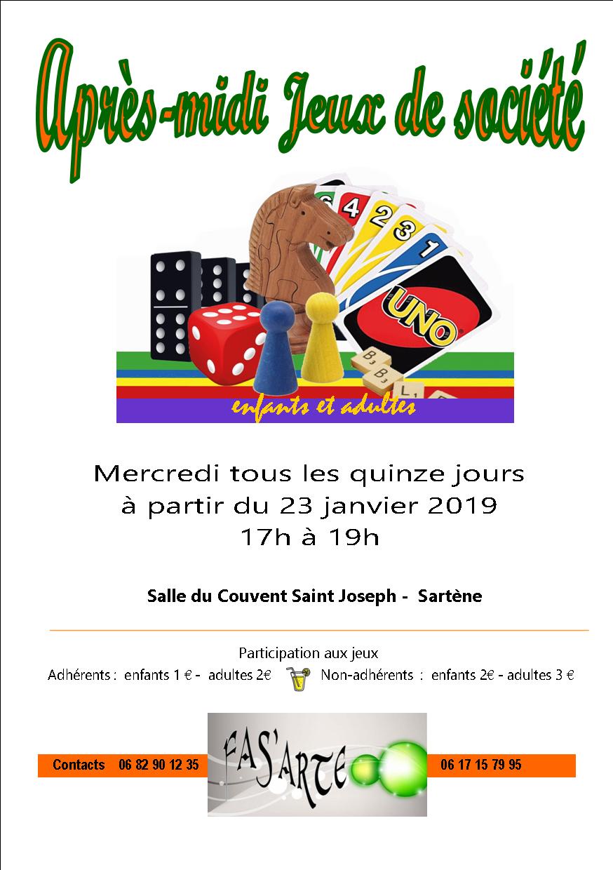 A Sartène, à partir du mercredi 23 janvier, tous les quinze jours des après-midi jeux de société