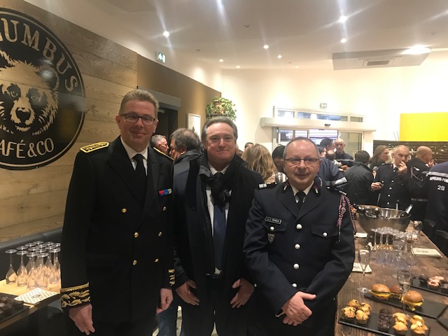 Gérard Gavory Préfet e la Haute-Corse, Guy Armanet président du service d’incendie et de secours de la Haute-Corse et colonel Jean-Jacques Peraldi, directeur départemental du Sdis de la Haute-Corse