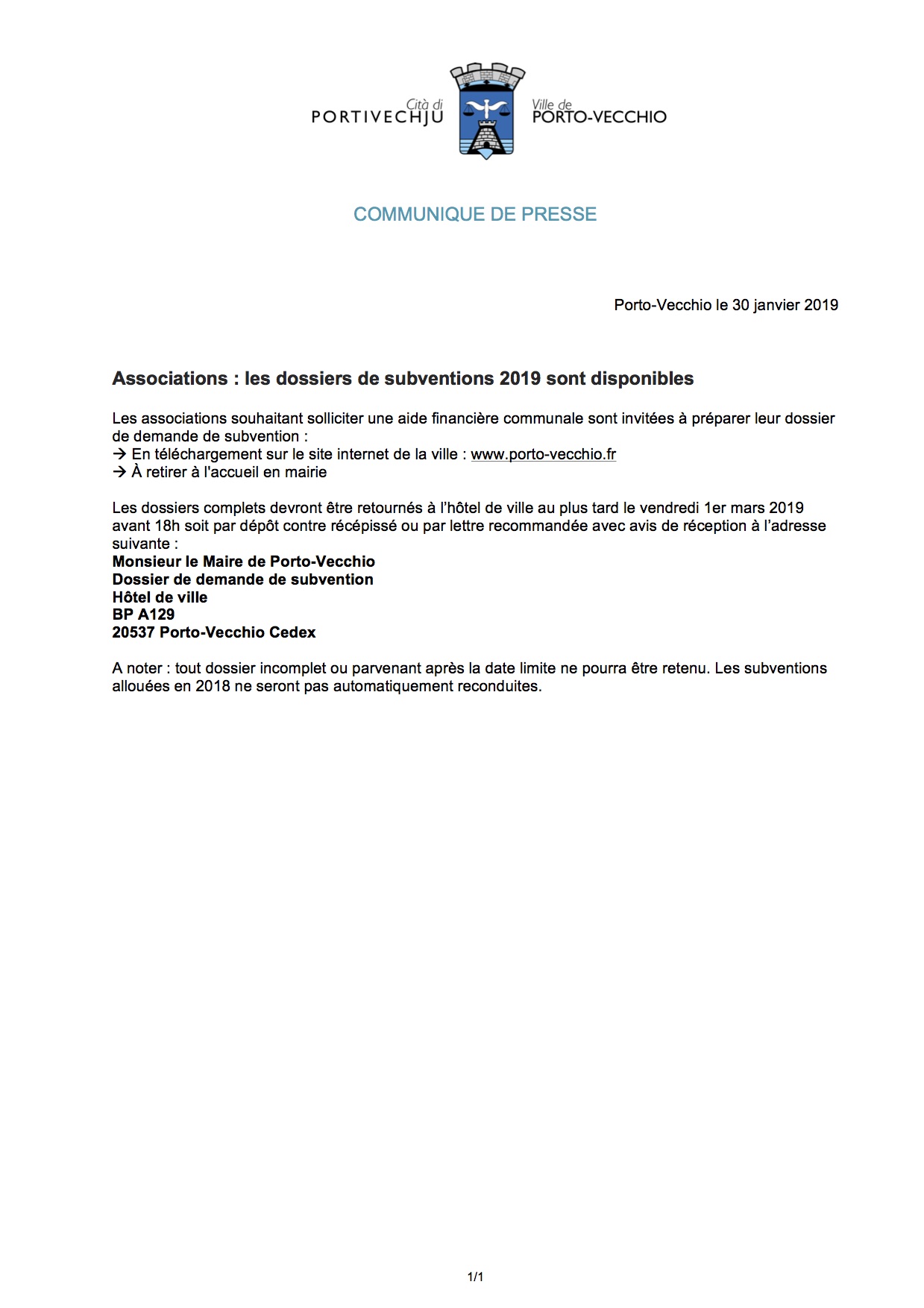 Porto Vecchio : les dossiers de subventions 2019 pour les associations sont disponibles