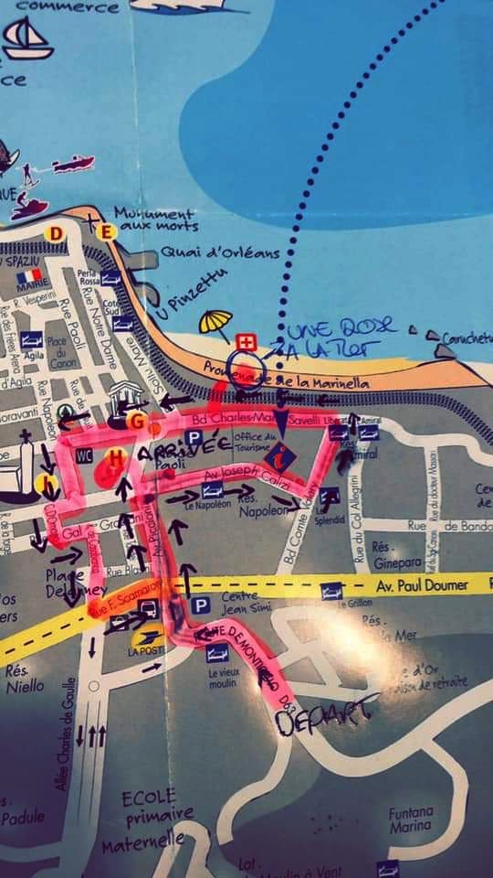 Le parcours de la Marche silencieuse de l'Ile-Rousse en hommage à Julie