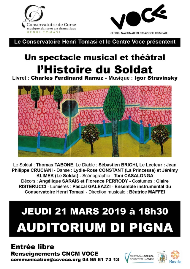 "L'histoire du soldat" à l'Auditorium de Pigna le 21 mars
