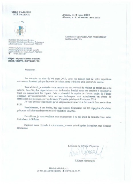 Projet de la route des vignes : Laurent Marcangeli rassure l'association "Pietralba Autrement"