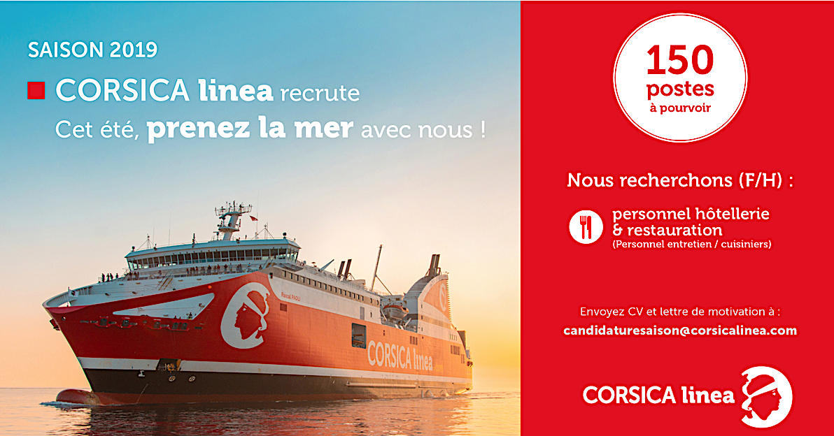 CORSICA linea recrute 150 collaborateurs pour la saison estivale 2019