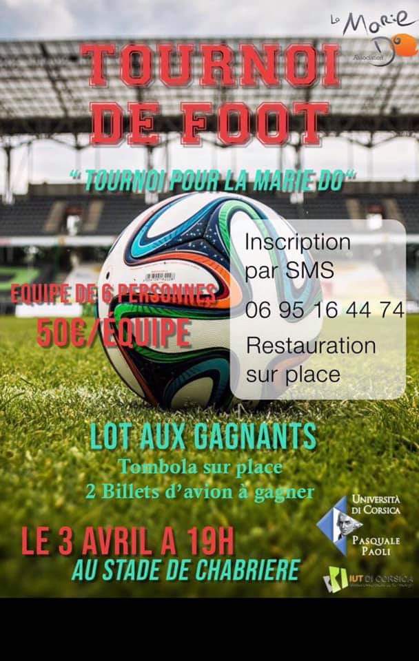 Tournoi de football le 3 avril à Corte au profit de la Marie-Do