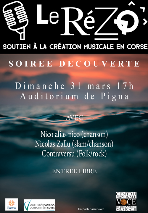 Soirée  découverte avec  Rézo le 31 mars à l'auditorium de Pigna