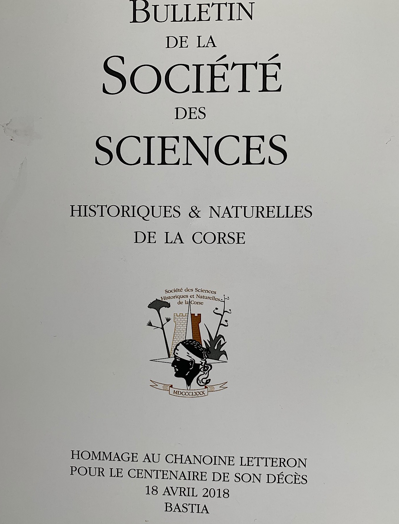 Bulletin de la Société des Sciences historiques et naturelles de la Corse : Hommage au chanoine Letteron
