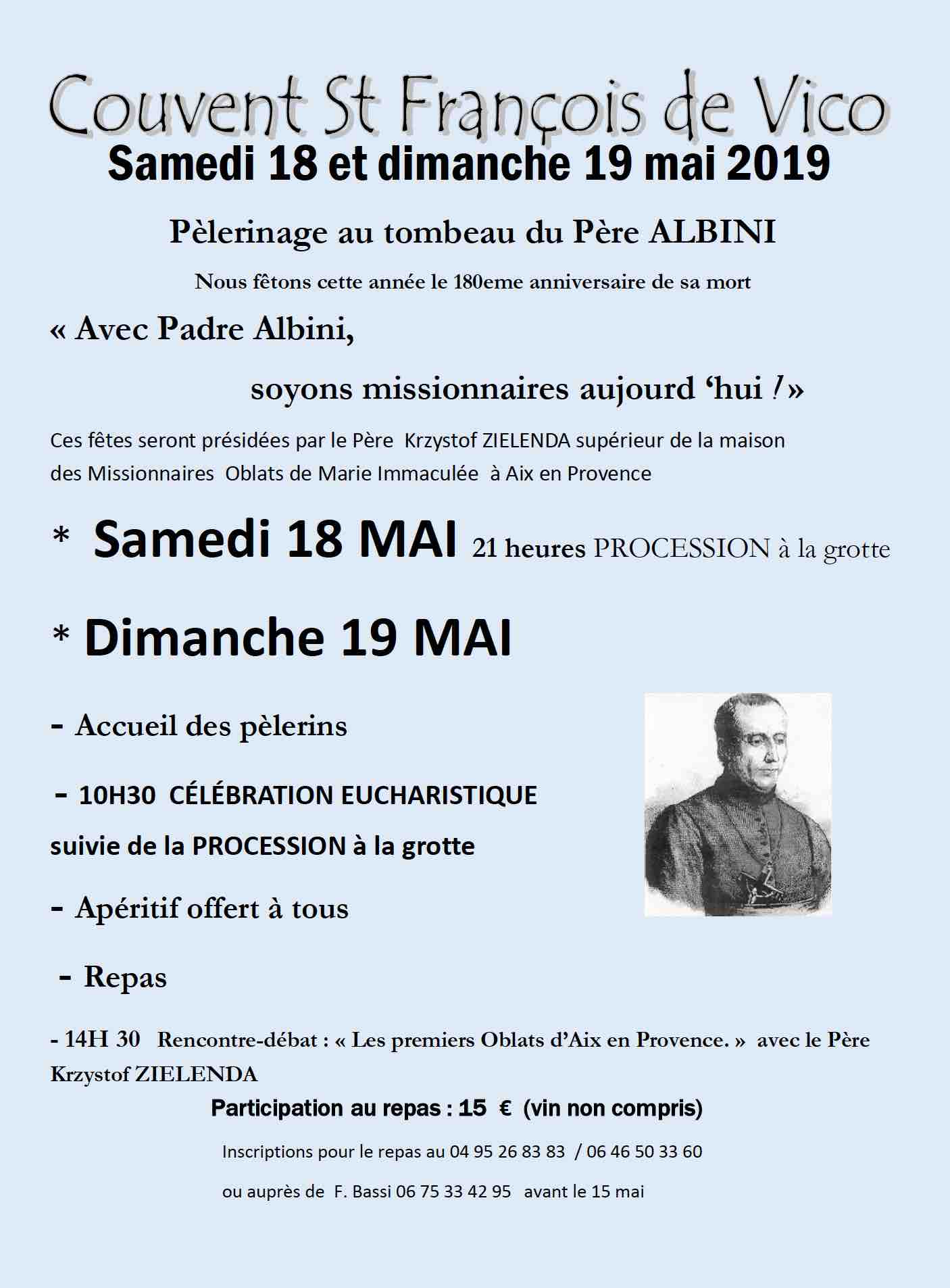 Vico : un pèlerinage au tombeau du père Albini ce 19 mai