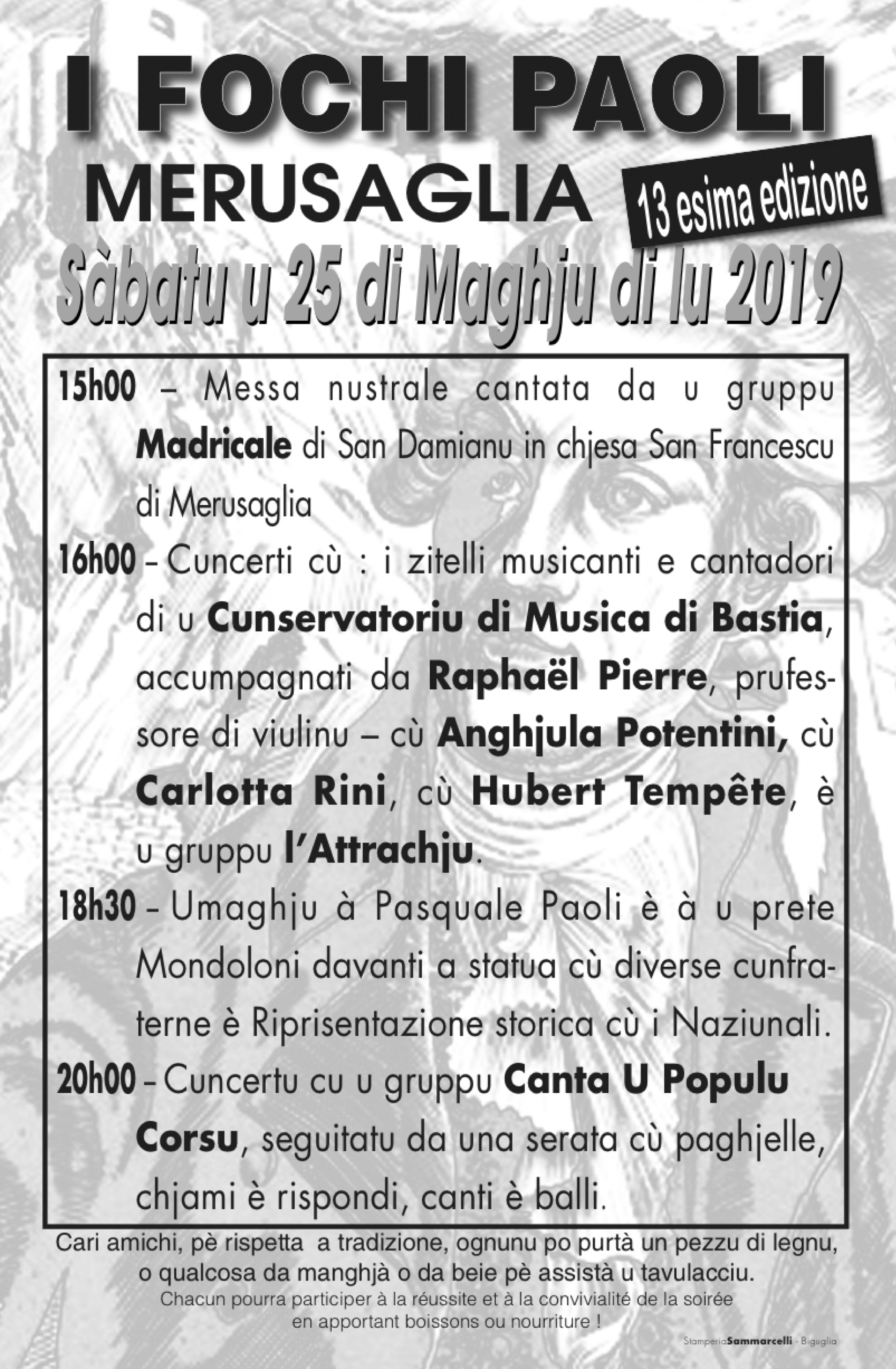 La 13 ème édition des Fochi Paoli de Merusaglia revient ce 25 mai