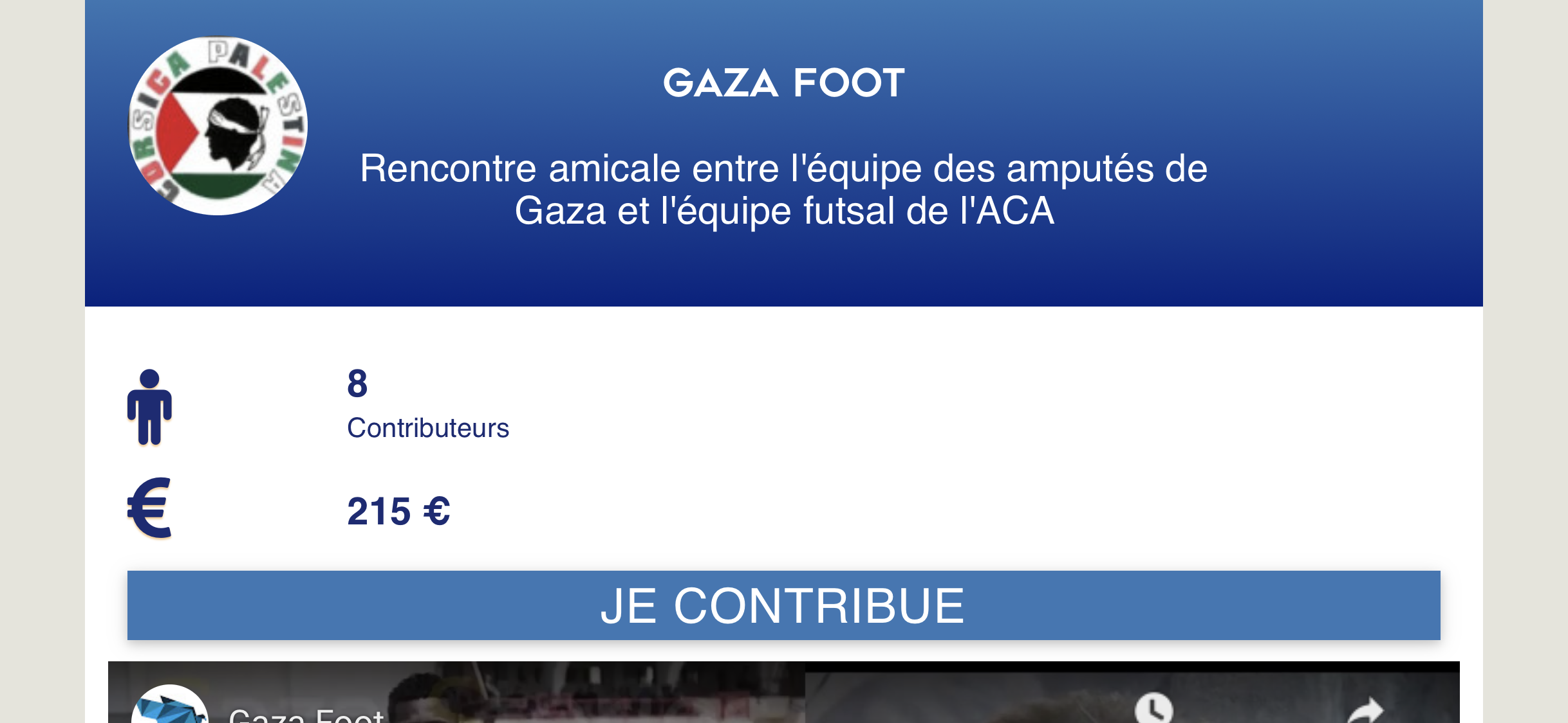 Le foot au dessus de la barbarie : Corsica-Palestina ouvre un appel à dons pour la rencontre amicale entre l'équipe des amputés de Gaza et l'équipe futsal de l'ACA