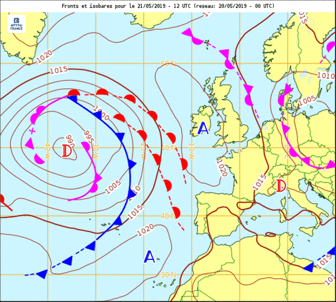 Situation météorologique pour le mardi 21 mai