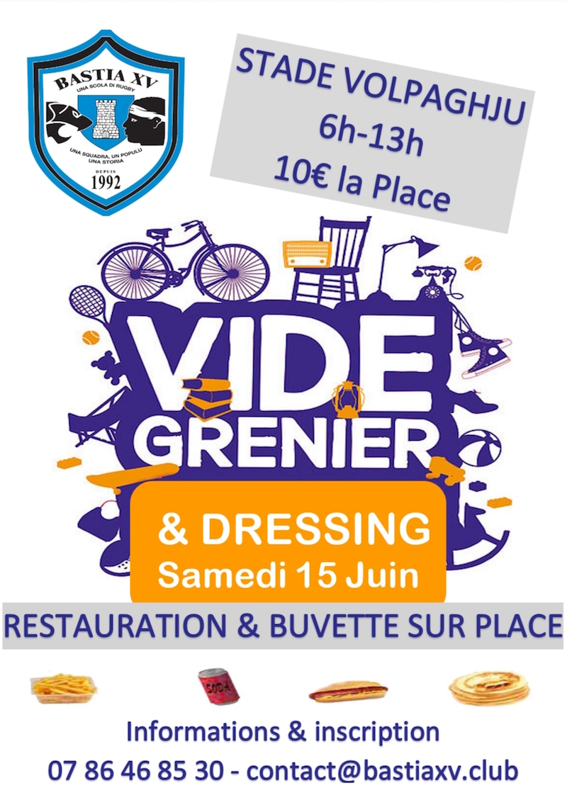 Vide-grenier et vide-dressing de Bastia XV ce 15 juin au stade de Volpaghju