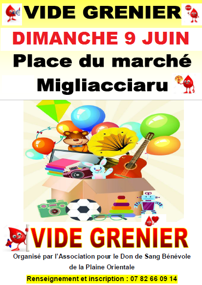 Migliacciaru : Un vide grenier ce dimanche au profit de l'Association pour le Don de Sang 