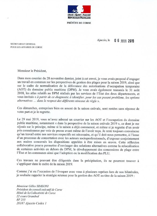 Paillottes : La fin de non-recevoir de la préfète de Corse ?