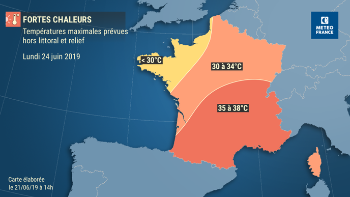 Carte Météo France, prévisions du 24 juin. Météo France
