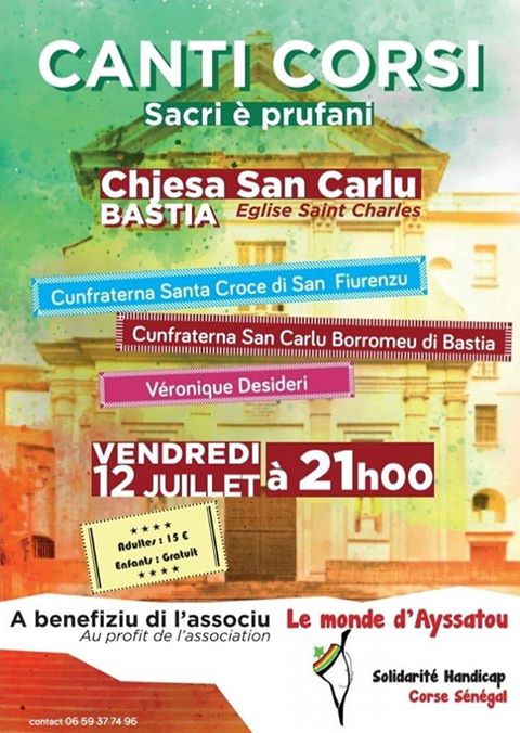 Bastia : Canti Corsi au profit de  l'association "Le monde d'Ayssatou" ce vendredi 12 Juillet