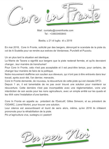 Piste du col de A Scalella : Core in Fronte soutient les bergers privés d'estives