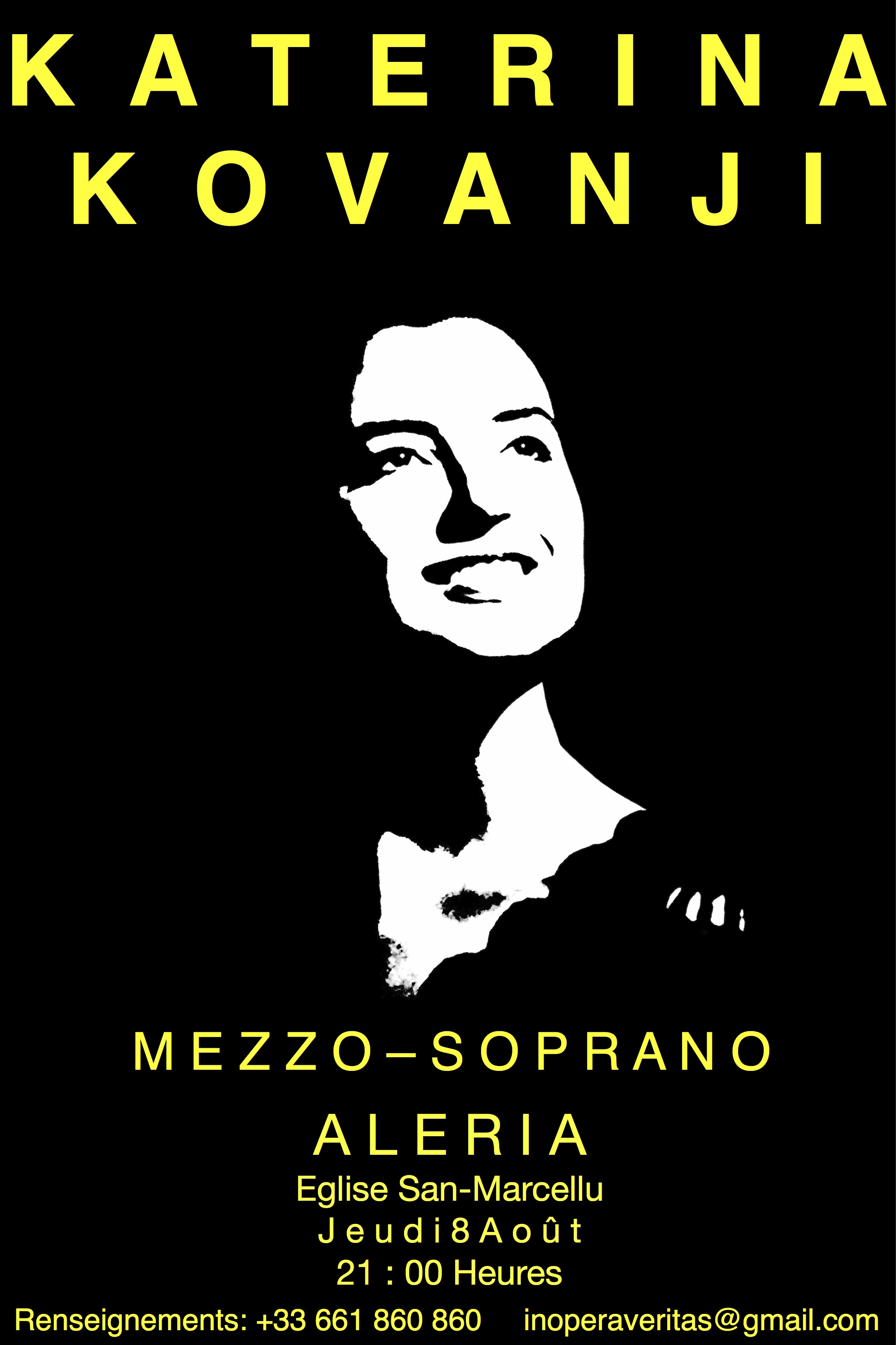 Katerina Kovanji en concert à Aleria et Ghisonaccia les 8 et 22 aout