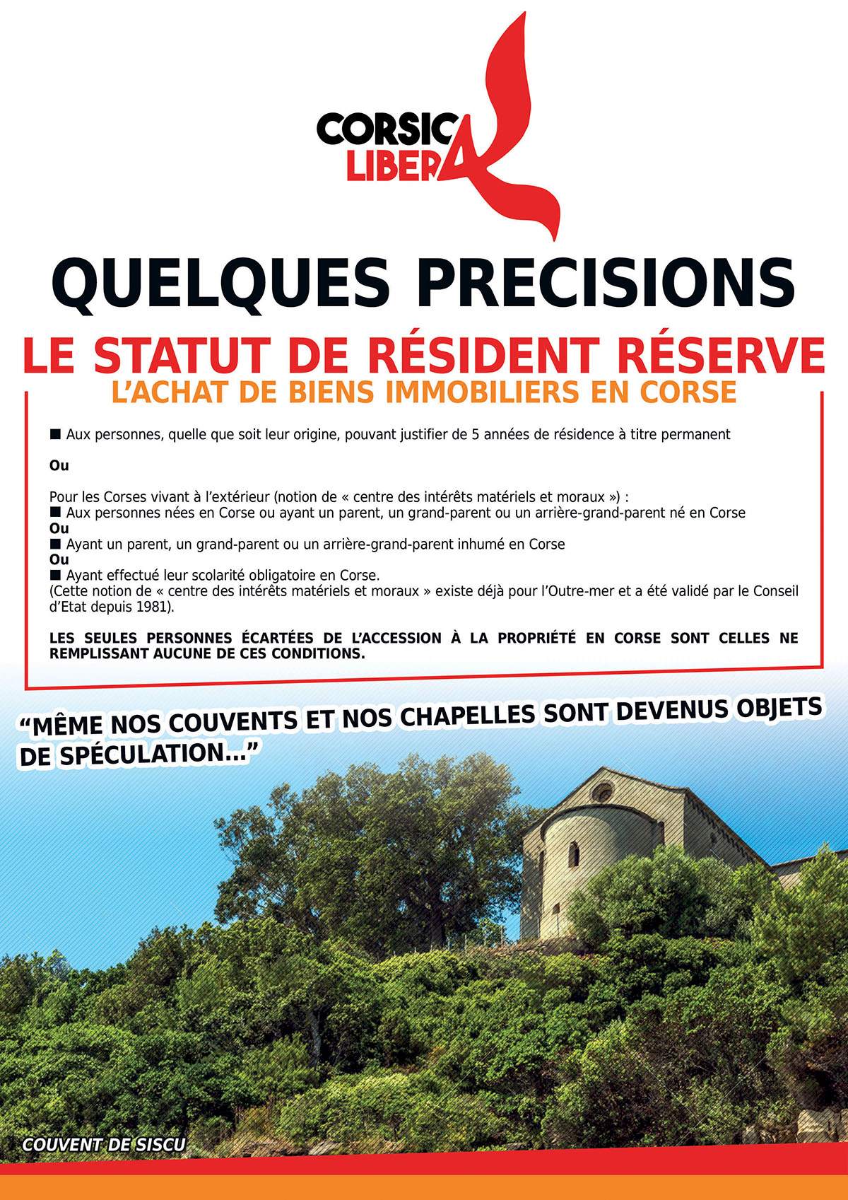 Statut de résident : Corsica Libera sensibilise à Bastia