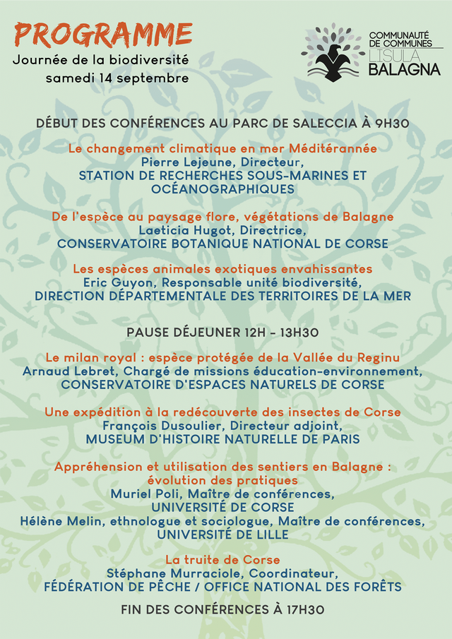 Les journées de la biodiversité s'invitent en Balagne les 13 et 14 septembre