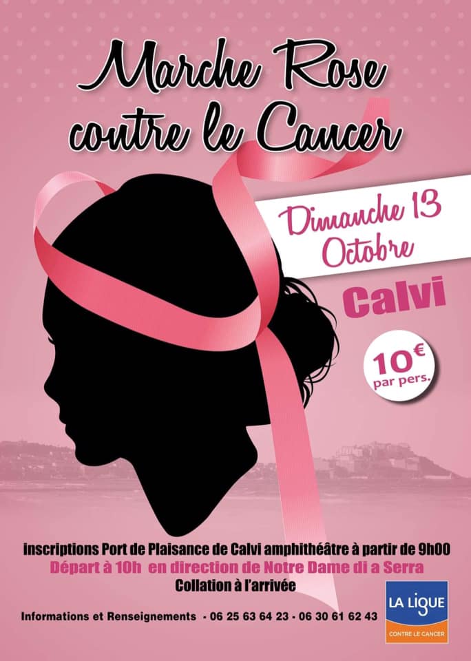 Marche rose le 13 octobre  à Calvi pour sensibiliser le grand public au cancer du sein 