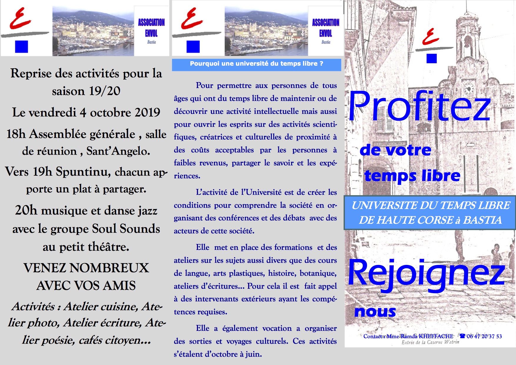 Bastia : Les activités de l'Association ENVOL Université du Temps Libre reprennent 